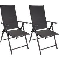 BRUBAKER Gartenstuhl Riva Stuhl mit 7-Fach verstellbarer Rückenlehne (Set, 2 St), Gartenstühle - Faltstühle klappbar - wetterfeste Klappstühle