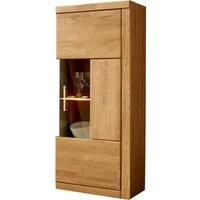 OTTO home Vitrine RIBE75, 1Glasboden variabel, dunkles gehärtetes Glas, Trendfarbe B/T/H:50/35/125cm, Front massivholz,4 Fächer,Griffe silberfar,geölt