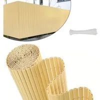 Sekey Balkonsichtschutz PVC Sichtschutzmatte Grau Bambus Sichtschutz Balkon ohne Bohren Zaun Sichtschutz, Windschutz, Sonnenschutz für Balkon, Garten, Terrasse