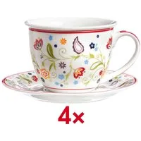 Ritzenhoff & Breker Kaffeeservice Shanti (8-tlg), Porzellan, Kaffeetassen inkl. Untertassen, spülmaschinengeeignet
