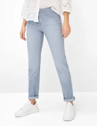 Brax Damen Five-Pocket-Hose Style CAROLA USED LIGHT GREY, denim hellgrau, Gr. 38