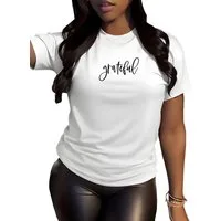 Banco T-Shirt Damen Sommer Grateful Unifarben hochwertiger Print