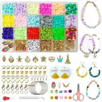 LA CUTE Perlenarmband Set DIY Perlen Schmuckset für kreative Bastelprojekte Schmuckherstellung (DIY Schmuckset für Kinder und Erwachsene, enthält Perlen, Fäden, Werkzeug und Aufbewahrungsbox, 3755-tlg., 3755 Teilen, inklusive 18 bunten Tonperlen und 