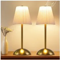 ZMH LED Tischleuchte 2er Set Akku Touch Nachttischlampe 3 Farbtemperature mit USB Dimmbar, LED fest integriert, 3000-6500K