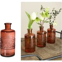 NaDeco Dekovase Glas Flasche Porto in Mahagoni h. 14,5 cm Ø 7,5 cm