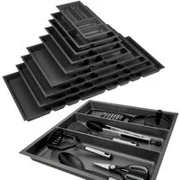 SO-TECH® Besteckeinsatz Orga-Box 2 silbergrau Canvas Leinwand Struktur für Nobilia, Mehrzweckeinsatz 509 mm Breite, Anthrazit