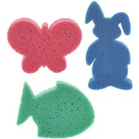 varivendo Duschschwamm 3er Set Kinderschwamm Schmetterling Hase Fisch Rot Blau Grün, 3-tlg., Kinderbadewannenschwamm Schwamm Duschschwamm Waschschwamm