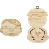 Spetebo Zahndose Holz Milchzahn Dose - Mädchen, Zahnbox für Milchzähne aus Holz ca. 12 cm