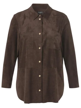 VIA APPIA DUE - Hemdbluse in Velours-Optik braun - Gr. - 42