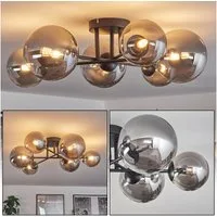 hofstein Deckenleuchte Deckenlampe aus Metall/Glas in Schwarz/Rauchfarben, ohne Leuchtmittel, Leuchte mit Glasschirmen (12 cm, 15 cm), 6 x G9, ohne Leuchtmittel