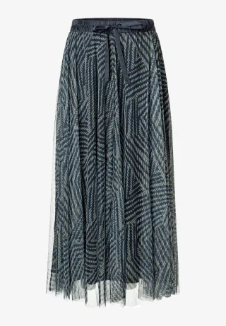MORE & MORE - Meshrock mit Print blau - Gr. - 34
