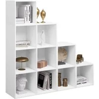 Woltu Bücherregal, 1-tlg., Raumteiler mit 10 Fächern 120x120x30cm