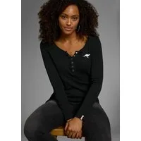 KangaROOS Langarmshirt figurbetonte Passform, hüftlange Schnittform, aus Rippware