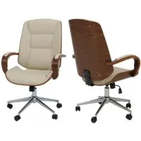 MCW Bürostuhl MCW-O83, Elegantes Design aus Bugholz, um 360° drehbar, mit Rollen