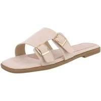 Ital-Design Elegante Slippers mit Schnallen für Damen – Sommerkomfort Pantolette (89542682) Blockabsatz Pantoletten in Beige