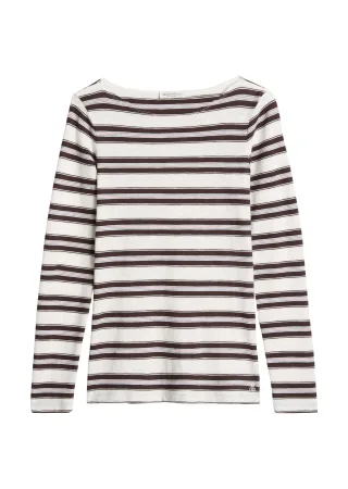 Marc OPolo Casual - Gestreiftes Longsleeve regular Medium Beige - Gr. - XS
