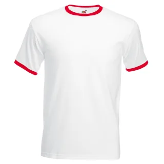 Fruit Of The Loom Herren Ringer T-Shirt (Weiß/Rot)