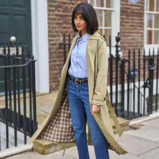 Langer Trenchcoat für Damen in Petite-Größe, Damen, size: petite, Grün, by Lands' End
