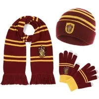 Harry Potter Strickmütze, Schal und Handschuhe (Set, 3-St., Offizielles Gryffindor Accessoire) für Damen und Kinder als Geschenk oder Kostüm