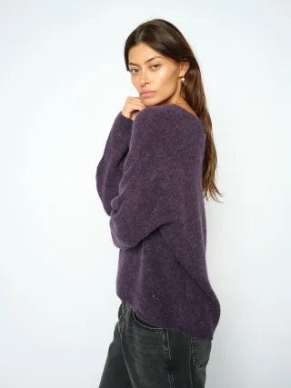 MOS MOSH - MMThora V-Neck Knit sweet grape - Gr. - S
