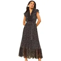 Love & Roses Midikleid Love & Roses Plissiertes Midikleid mit Spitze (1-tlg)