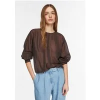 comma Langarmbluse Bluse Semitransparente Lyocellmix-Bluse mit Ballon-Saum