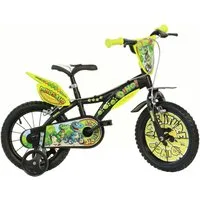 Dino Bikes Kinderfahrrad Dinosaurier T-Rex, 1 Gang, mit Stützrädern, Frontschild und coolen Schutzblechen