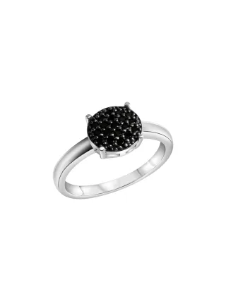 Celesta Silber Ring Silber 925 rhodiniert mit schwarzen Zirkonia-Steinen
