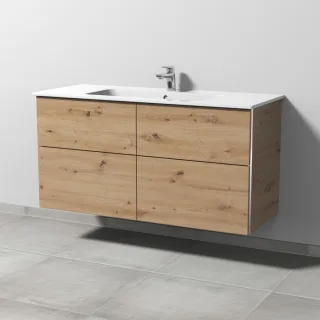 Sanipa 3way Waschtischunterbau zu Duravit ME by Starck Waschtisch mit 4 Auszügen, Eiche Natural-Touc BR72785