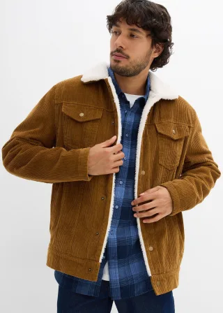 bonprix Cord-Jacke mit Teddyfutter, braun, Gr.68/70 (4XL), Coole Cordjacke mit vier Taschen, aus Cord