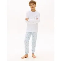 Tommy Hilfiger Underwear Schlafanzug LS CUFFED PJ SET (2 tlg) Regular fit für Kinder mit elastischem Bund
