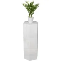 STEMA Seyfried Blumenständer Dekosäule Sechseck (Pflanzensäule - Weiß Hochglanz, Blumensäule, Podest, Sockel), Pflanzenständer, Beistelltisch
