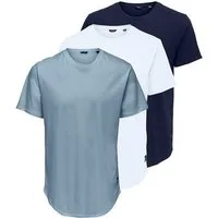 ONLY & SONS T-Shirt ONSMATT LONGY SS TEE 3-PACK (Packung, 3-tlg) Baumwolle, relaxed fit