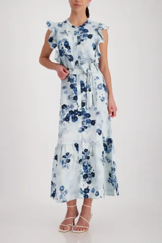 monari - Kleid mit Blumenmuster sea side gemustert - Gr. - 40
