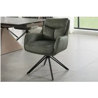 riess-ambiente 4-Fußstuhl PROMETHEUS moosgrün - Samt, Vogue Velours, Metall, Taschenfederkern (Einzelartikel, 1 St), mit 180° Drehfunktion und Autoreturn – ideal für elegante Esszimmer