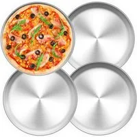 LuxusKollektion Pizzablech Pizzablech 4er-Set Edelstahl Rund Pizzaform 26 cm Spülmaschinenfest
