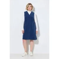Ulla Popken Midikleid Cordkleid V-Ausschnitt ärmellos Taschen