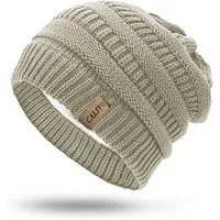 TAN.TOMI Strickmütze Beanie Damen Warm Federnd, Mütze Damen Herbst Winter (Strickmützen Mit Fleece Gefüttert) Wollmütze Damen Geeignet für Schule, Arbeit, Skifahren, Camping