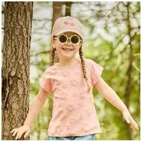 MAXIMO T-Shirt (1-tlg) unifarben, mit Blumen-Motiv, Rundhals, kurzarm