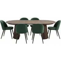 ebuy24 Essgruppe Tokyo Essgruppe Esstisch smoked, 6 Stühle aus grün, (7-tlg)