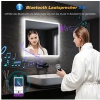SONNI Badspiegel Badezimmerspiegel mit Beleuchtung, mit Bluetooth Lautsprecher, 60-120cm Bluetooth-Spiegel, 3-Farben-Licht, beschlagfrei, IP44
