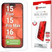 Displex Displayschutzglas Real Glass Screen Protection für Apple iPhone 15 Plus, Apple iPhone 15 Pro Max, Apple iPhone 16 Plus, Displayschutzfolie, Schutzfolie, Bildschirmschutz, kratz- & stoßfest