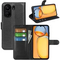 betterfon Handyhülle Handytasche für Xiaomi Redmi 13C / Poco C65 Klapphülle Schwarz, 3 Kartenfächer, Magnetverschluss & Standfunktion im Lederlook
