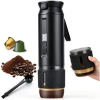 CkeyiN Reisekaffeemaschine Espressomaschine tragbar 30 Bar 100ml Wassertank, 0,325l Kaffeekanne, Korbfilter, für NES Kapseln, Kaffeepulver, Kaffeemaschine unterwegs Büro