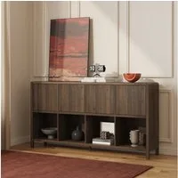 en.casa Sideboard, »Lukkodso« mit 4 Türen, 8 Fächern 77x145x30 cm Walnussoptik
