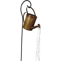 Coen Bakker LED Solarleuchte, Lichtsensor, LED, warmweiß, Gießkanne kupferfarben Wasserfalloptik blinkend 37 LED 84cm