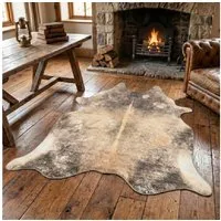 Gino Falcone Fellteppich Emilia, fellförmig, Höhe: 3 mm, Kunstfell, bedruckt, Kuhfell-Optik, ideal im Wohnzimmer & Schlafzimmer