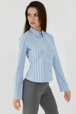Tailliertes gestreiftes Button-Up-Hemd