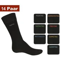 Cocain underwear Freizeitsocken Damen Herren Socken schwarz Wochentag Montag Sonntag 7 Tage Baumwolle (14-Paar) hoher Baumwollanteil