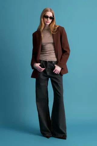 Übergroßer langer Crepe-Blazer-Jacke